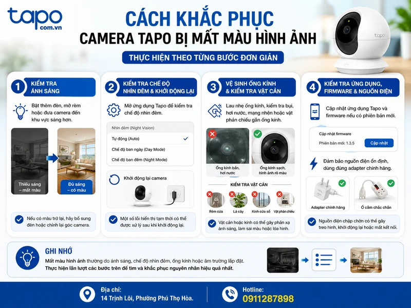 Cách khắc phục camera Tapo bị mất màu hình ảnh theo từng bước