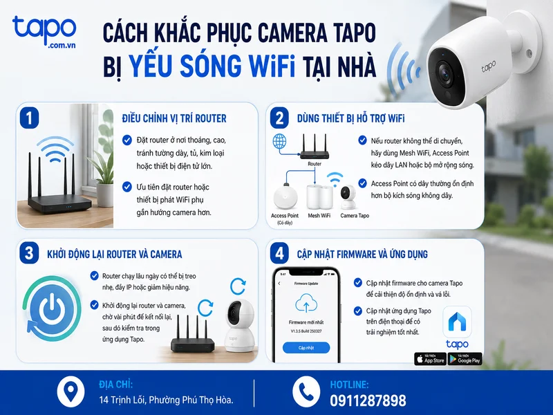 Cách khắc phục camera Tapo bị yếu sóng WiFi tại nhà