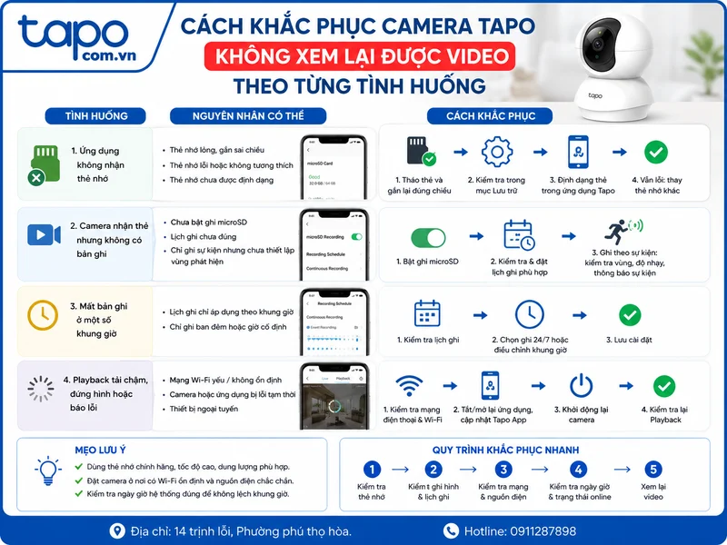 Cách khắc phục camera Tapo không xem lại được video theo từng tình huống