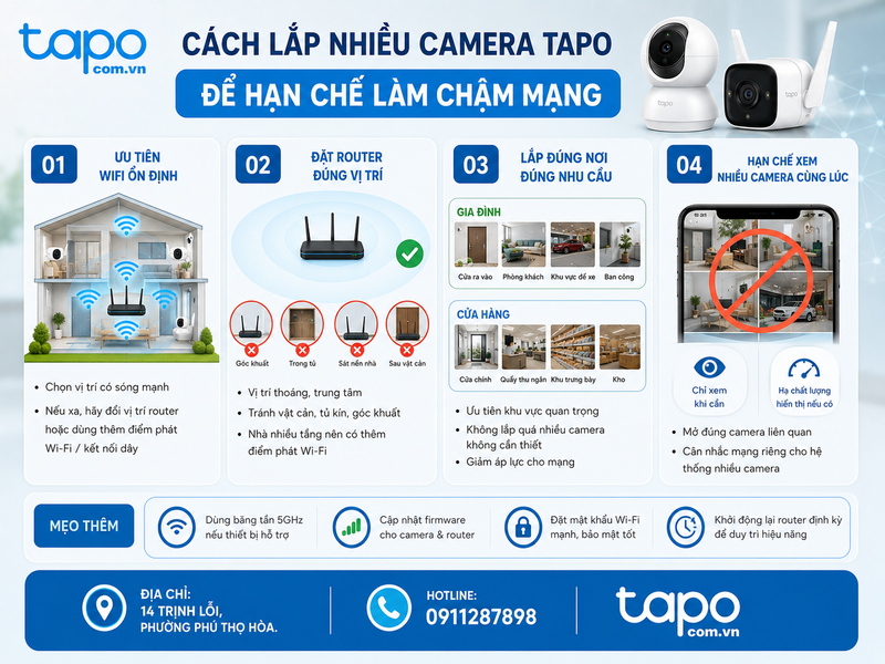 Cách lắp nhiều camera Tapo để hạn chế làm chậm mạng
