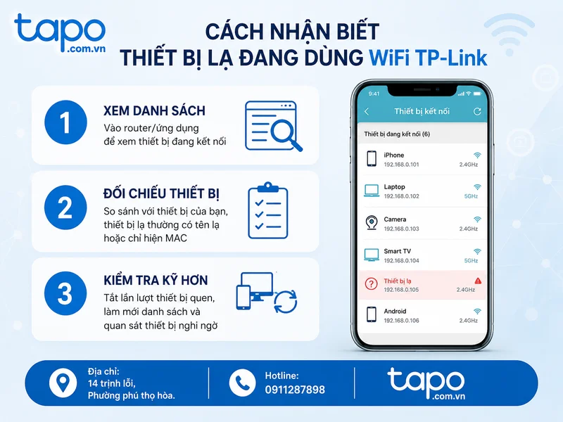 Cách nhận biết thiết bị lạ đang dùng WiFi TP-Link