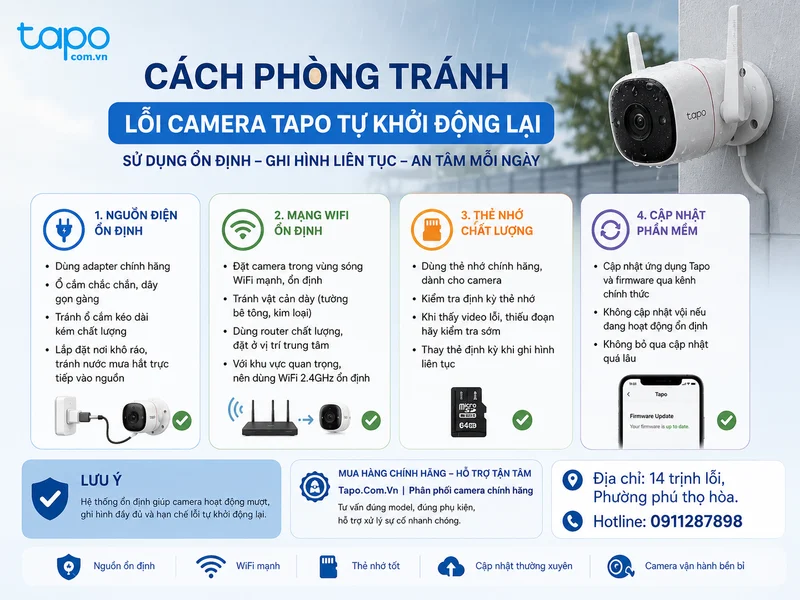 Cách phòng tránh lỗi camera Tapo tự khởi động lại trong quá trình sử dụng