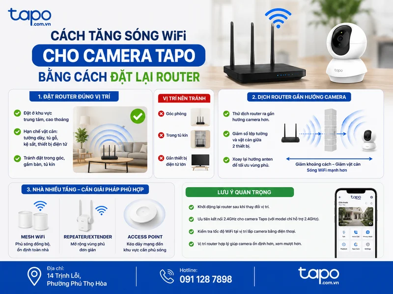 Cách tăng sóng WiFi cho camera Tapo bằng cách đặt lại router