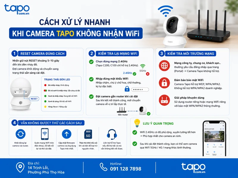 Cách xử lý nhanh khi camera Tapo không nhận WiFi
