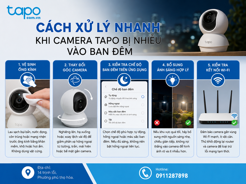 Cách xử lý nhanh khi hình ảnh camera Tapo bị nhiễu vào ban đêm