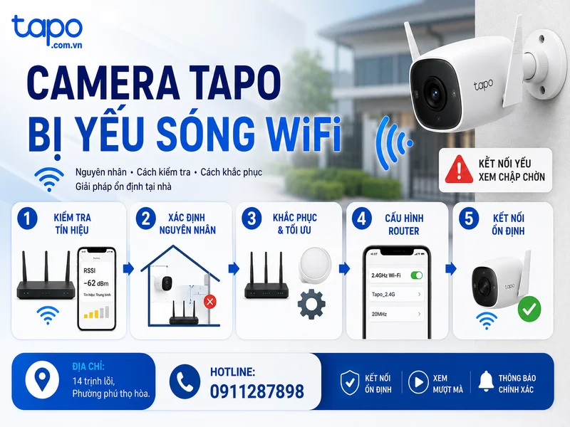 Camera Tapo bị yếu sóng WiFi: nguyên nhân, cách kiểm tra và khắc phục ổn định