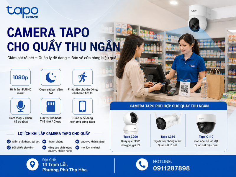 Camera Tapo cho quầy thu ngân