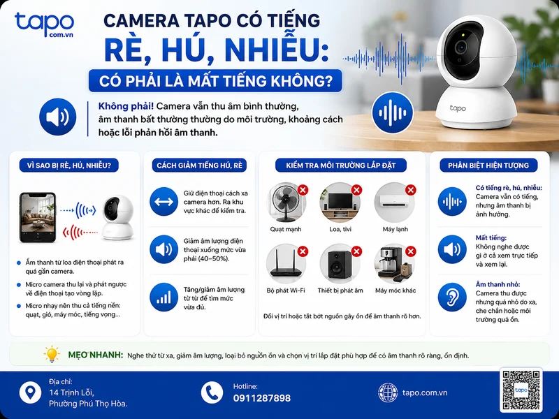 Camera Tapo có tiếng rè, hú, nhiễu: có phải là mất tiếng không?