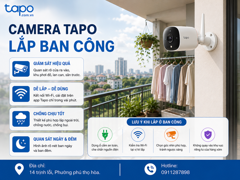 Camera Tapo lắp ban công