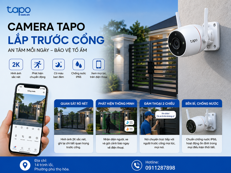 Camera Tapo lắp trước cổng