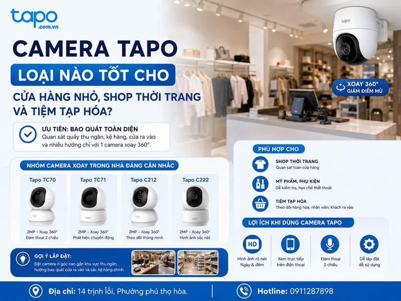Camera Tapo loại nào tốt cho cửa hàng nhỏ, shop thời trang và tiệm tạp hóa?