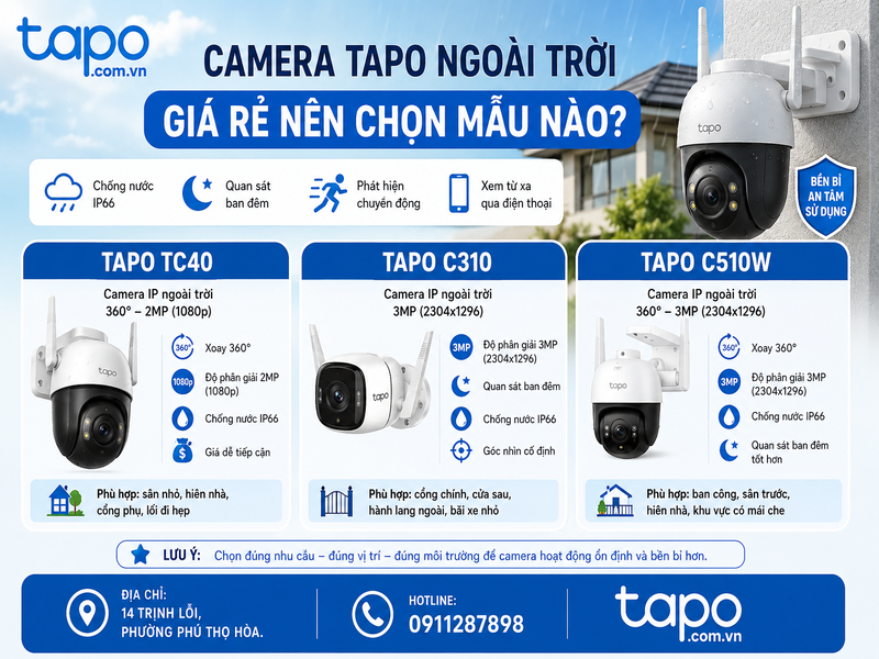 Camera Tapo ngoài trời giá rẻ nên chọn mẫu nào?