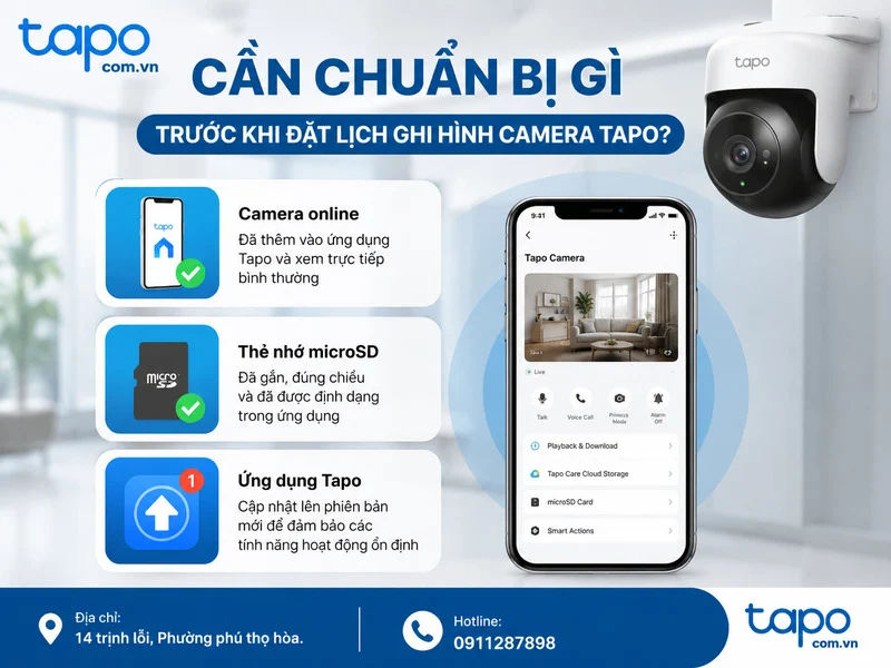 Cần chuẩn bị gì trước khi đặt lịch ghi hình camera Tapo?