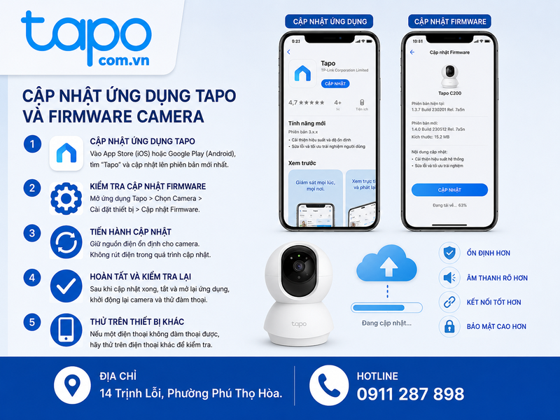 Cập nhật ứng dụng Tapo và firmware camera