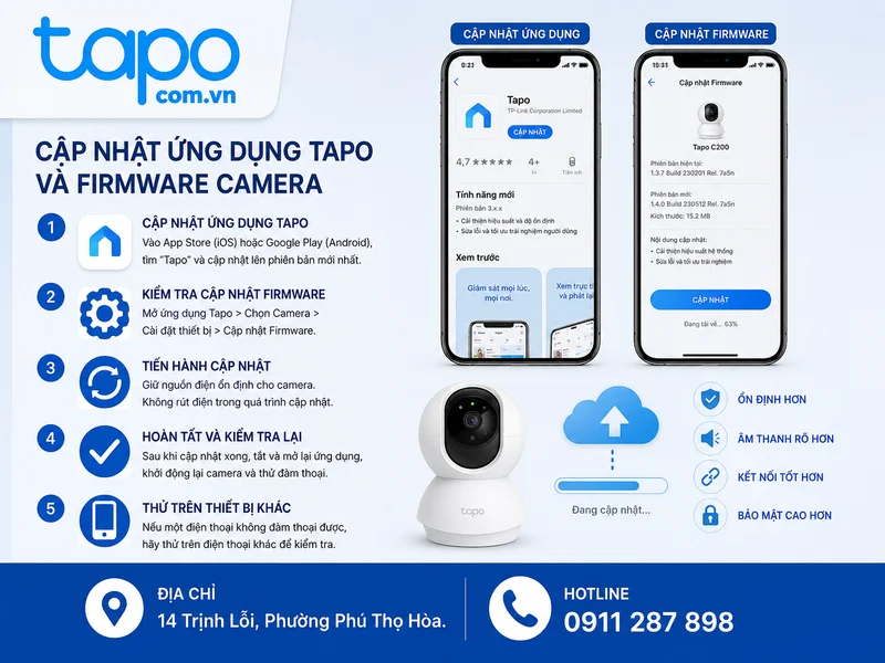 Cập nhật ứng dụng Tapo và firmware camera
