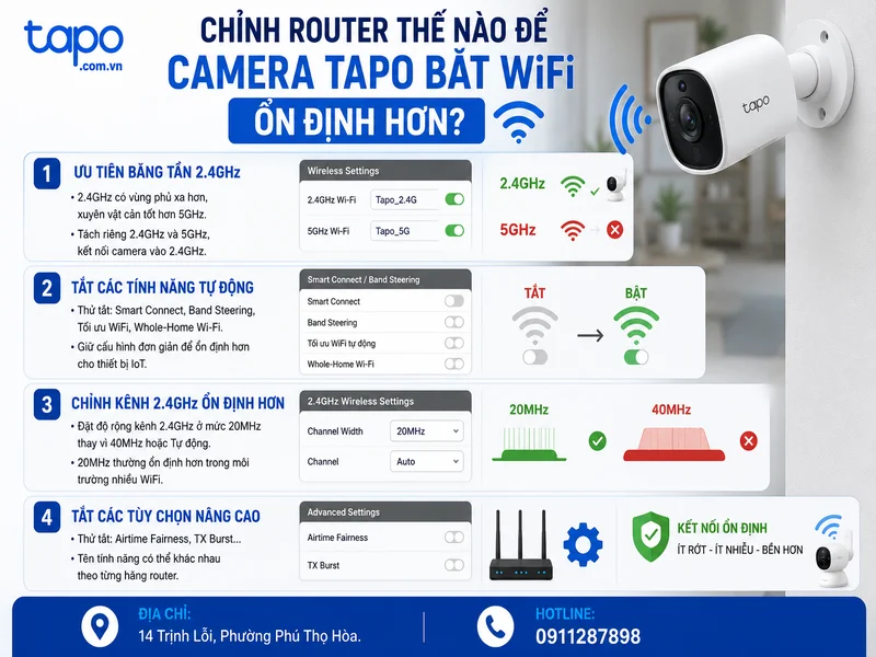 Chỉnh router thế nào để camera Tapo bắt WiFi ổn định hơn?