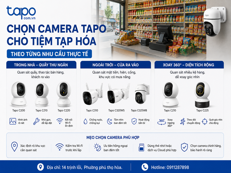 Chọn camera Tapo cho tiệm tạp hóa theo từng nhu cầu thực tế