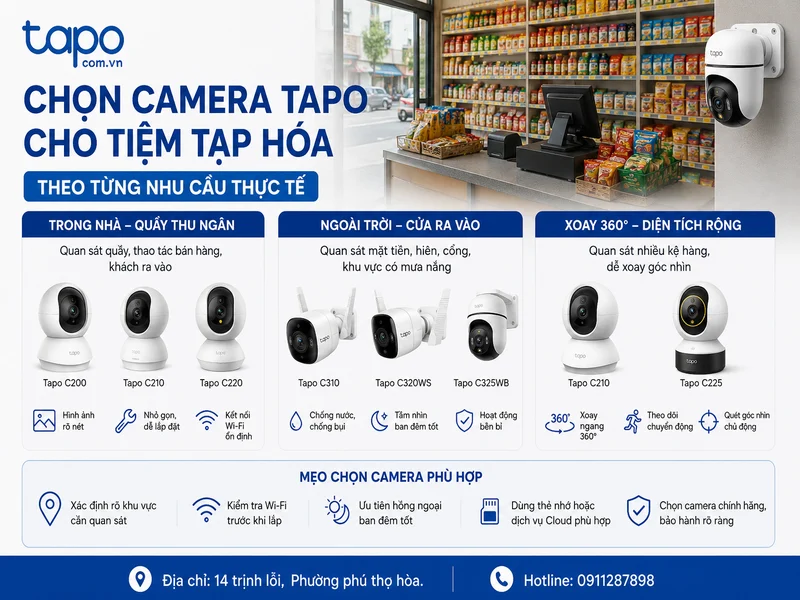Chọn camera Tapo cho tiệm tạp hóa theo từng nhu cầu thực tế