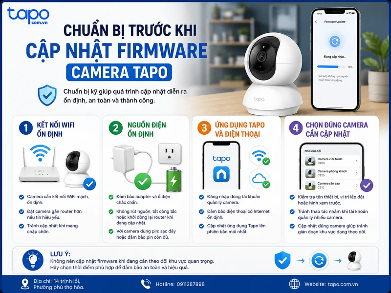 Chuẩn bị trước khi cập nhật firmware camera Tapo