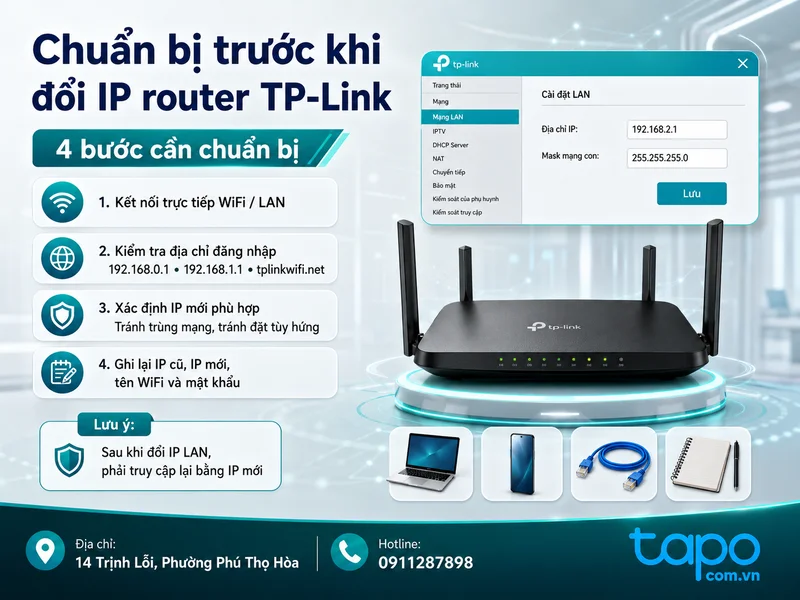 Chuẩn bị trước khi đổi IP router TP-Link