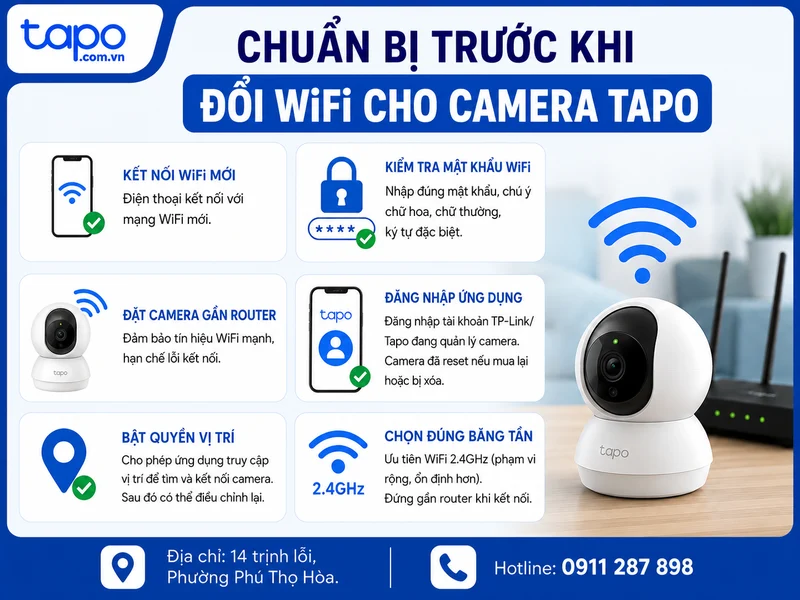 Chuẩn bị trước khi đổi WiFi cho camera Tapo