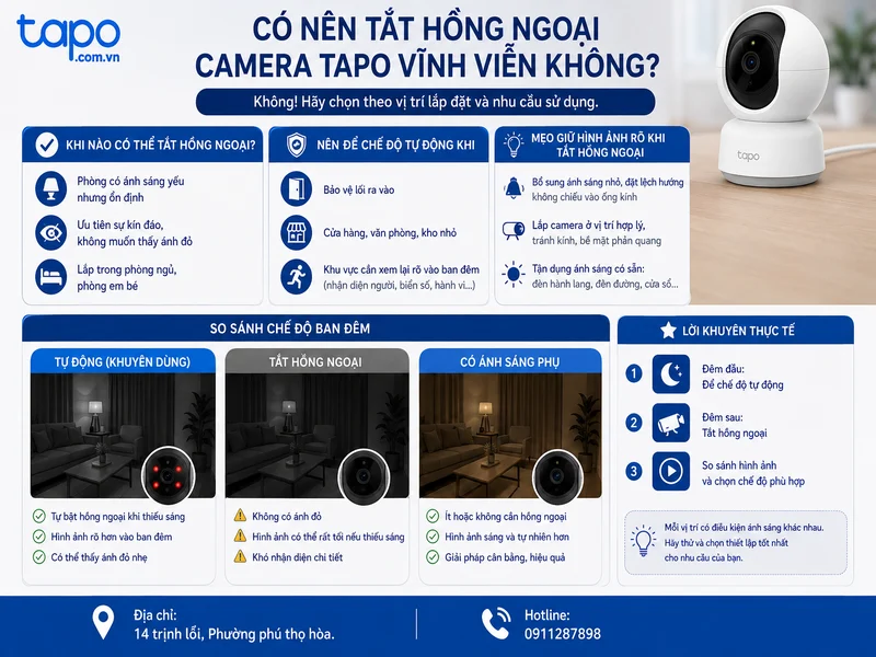 Có nên tắt hồng ngoại camera Tapo vĩnh viễn không?