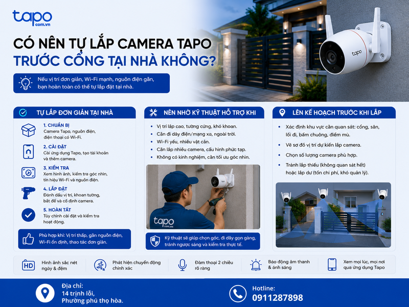 Có nên tự lắp camera Tapo trước cổng tại nhà không?