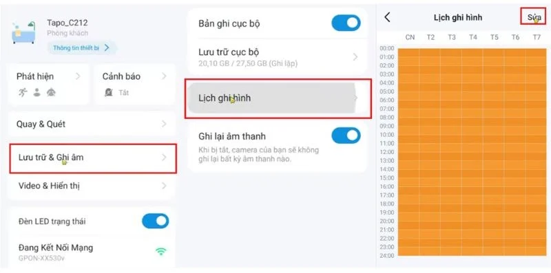Cách đặt lịch ghi hình camera Tapo từng bước trên ứng dụng
