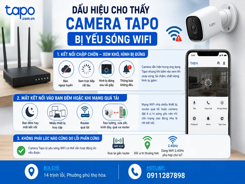 Dấu hiệu cho thấy camera Tapo bị yếu sóng WiFi