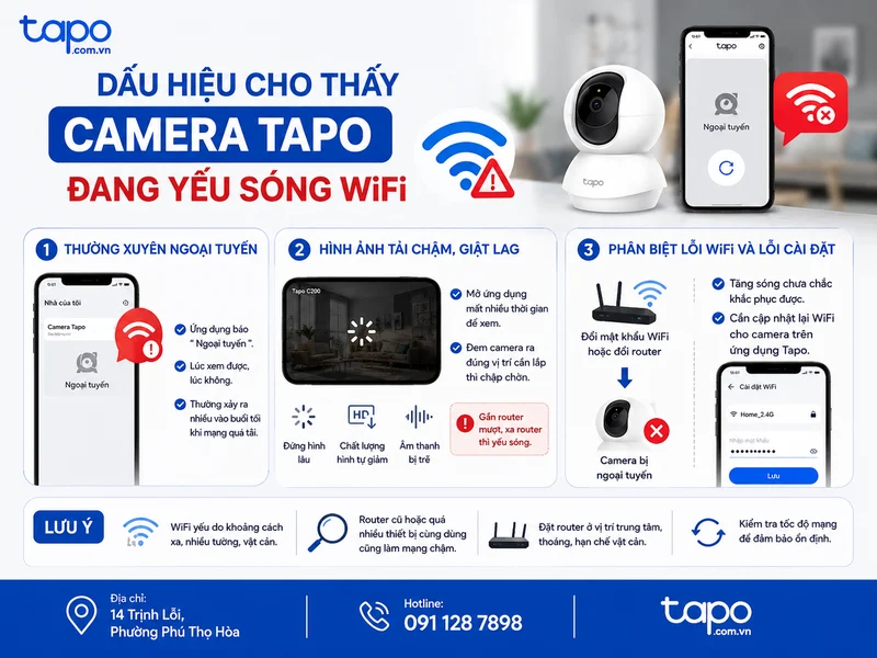 Dấu hiệu cho thấy camera Tapo đang yếu sóng WiFi