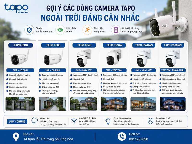 Gợi ý các dòng camera Tapo ngoài trời đáng cân nhắc