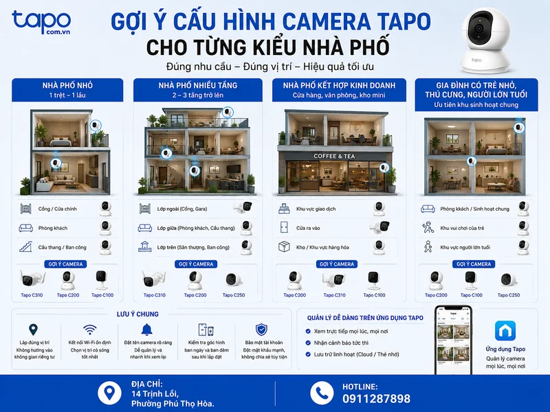 Gợi ý cấu hình camera Tapo cho từng kiểu nhà phố