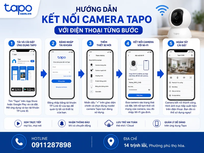 Hướng dẫn cách kết nối camera Tapo với điện thoại từng bước