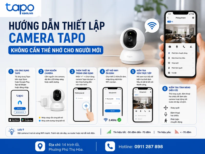 Hướng dẫn thiết lập camera Tapo không cần thẻ nhớ cho người mới