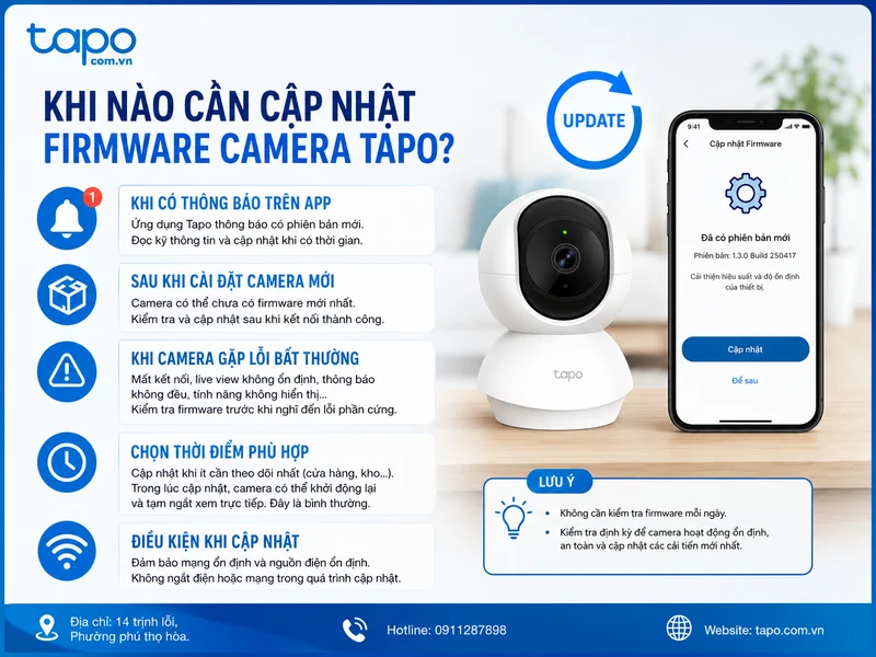 Khi nào cần cập nhật firmware camera Tapo?