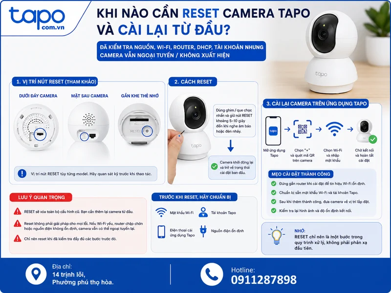 Khi nào cần reset camera Tapo và cài lại từ đầu?