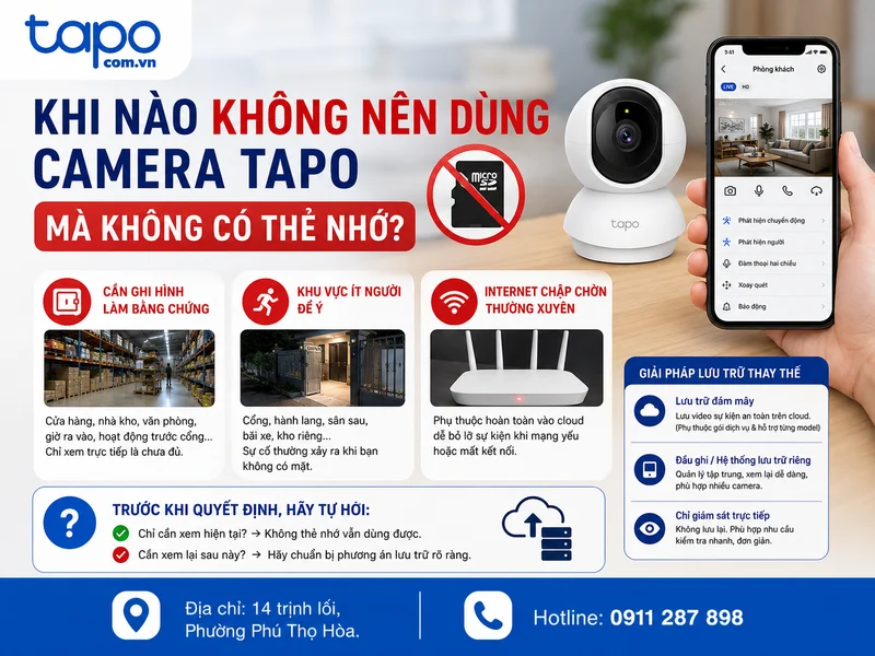 Khi nào không nên dùng camera Tapo mà không có thẻ nhớ?