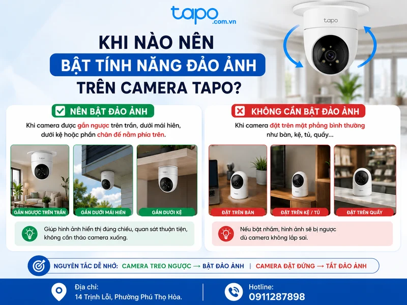 Khi nào nên bật tính năng đảo ảnh trên camera Tapo?