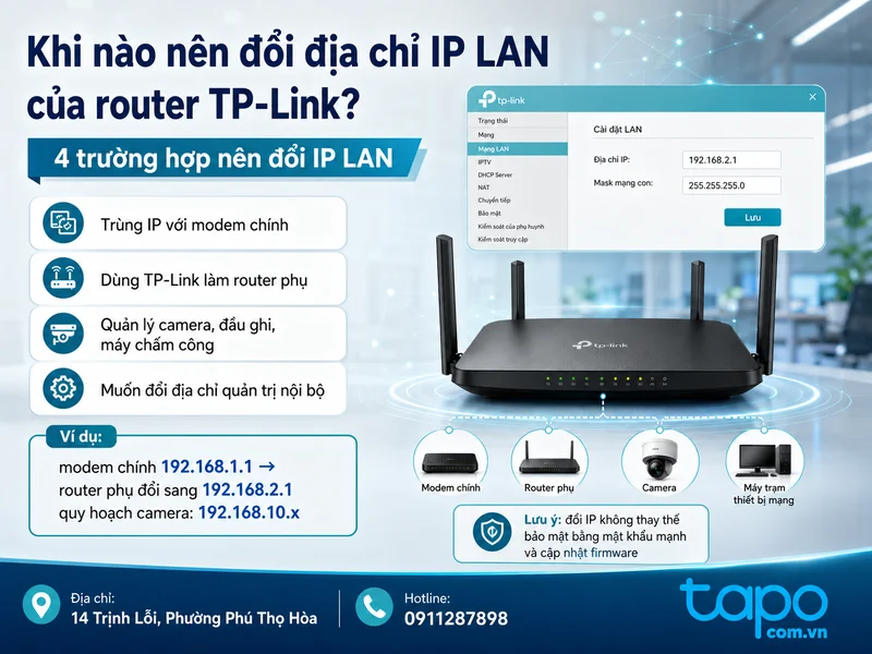 Khi nào nên đổi địa chỉ IP LAN của router TP-Link?