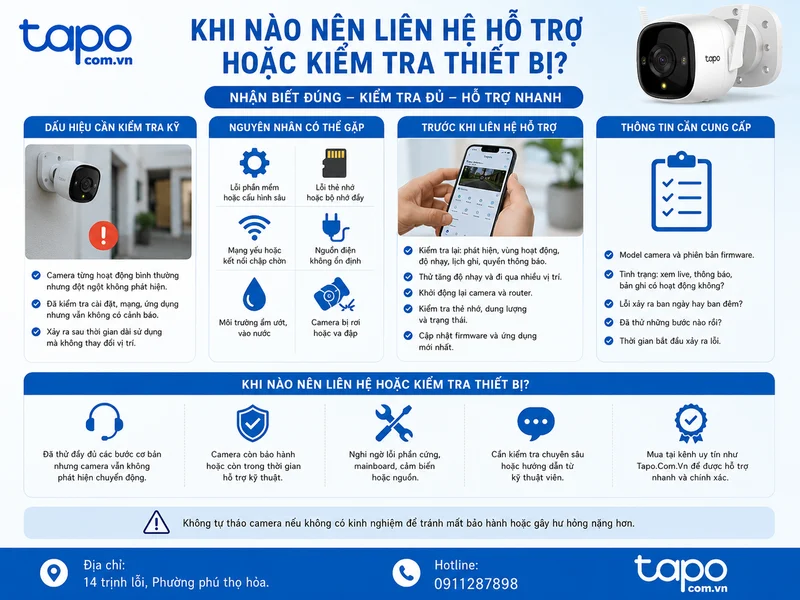 Khi nào nên liên hệ hỗ trợ hoặc kiểm tra thiết bị?