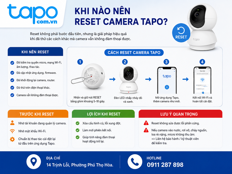Khi nào nên reset camera Tapo?