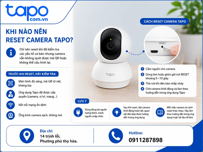 Khi nào nên reset camera Tapo?