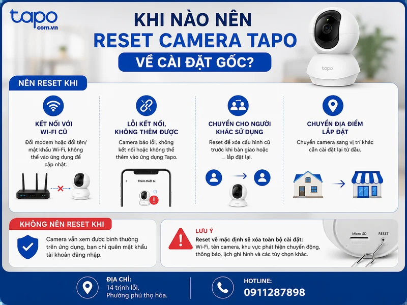 Khi nào nên reset camera Tapo về cài đặt gốc?