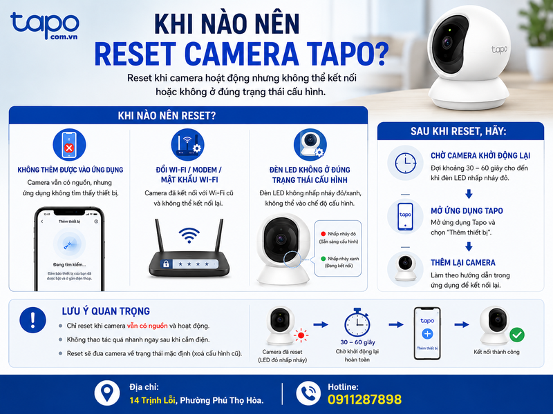 Khi nào nên reset camera Tapo?