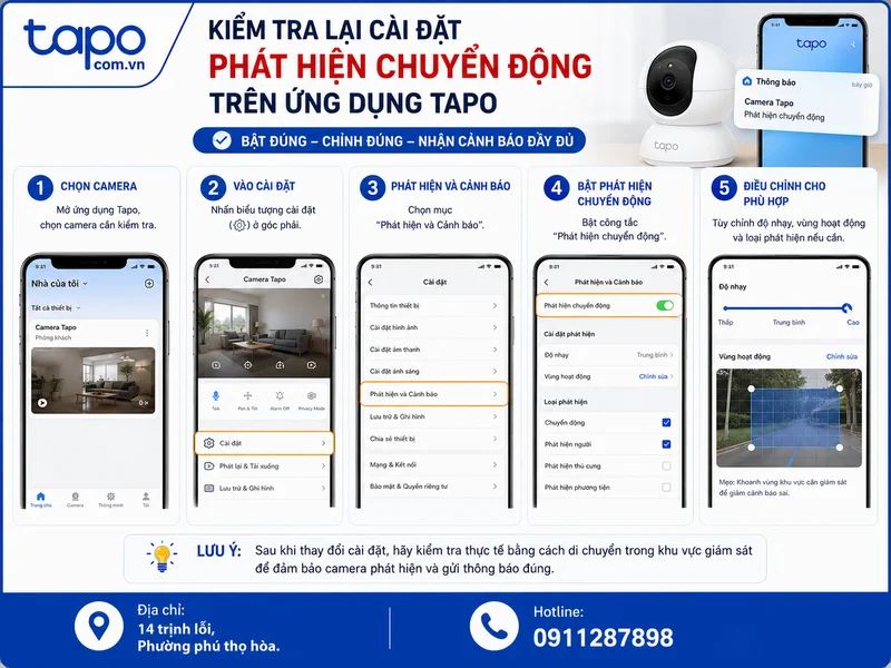 Kiểm tra lại cài đặt phát hiện chuyển động trên ứng dụng Tapo