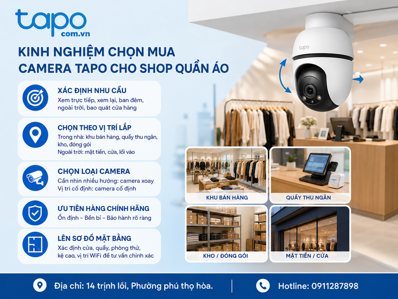 Kinh nghiệm chọn mua camera Tapo cho shop quần áo
