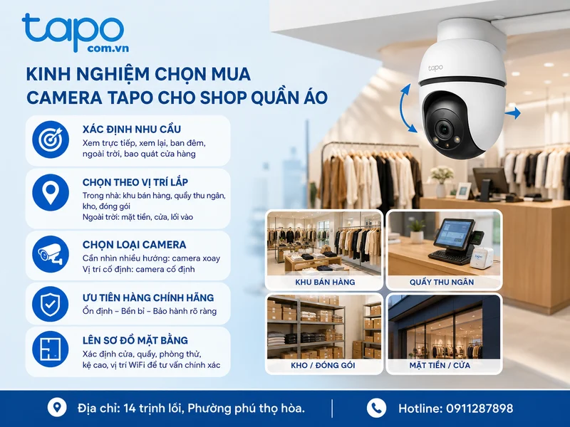 Kinh nghiệm chọn mua camera Tapo cho shop quần áo