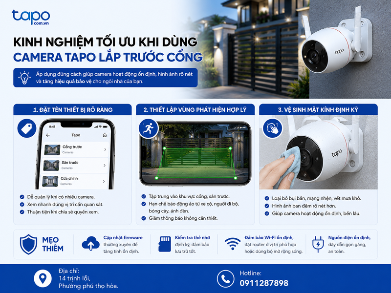 Kinh nghiệm tối ưu khi dùng camera Tapo lắp trước cổng