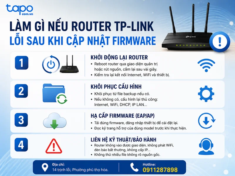 Làm gì nếu router TP-Link lỗi sau khi cập nhật firmware