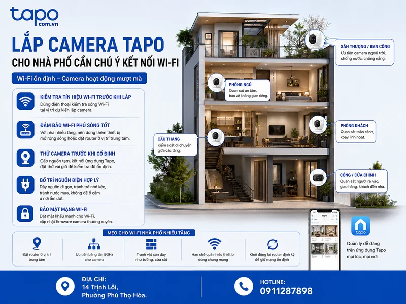 Lắp camera Tapo cho nhà phố cần chú ý kết nối Wi-Fi